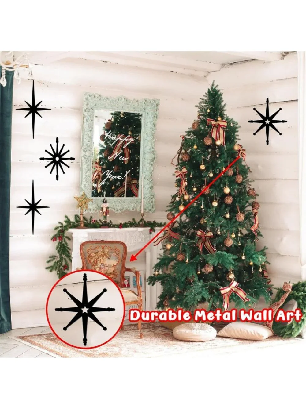 Mid Century Modern Starburst Wall Decor | Retro Metal Art Hanging Sculptures